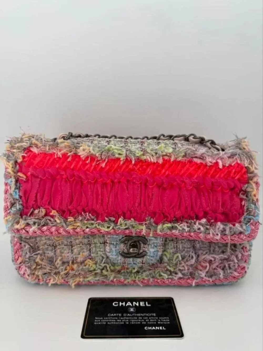 Chanel Multicolor Tweed Braided Flap Bag